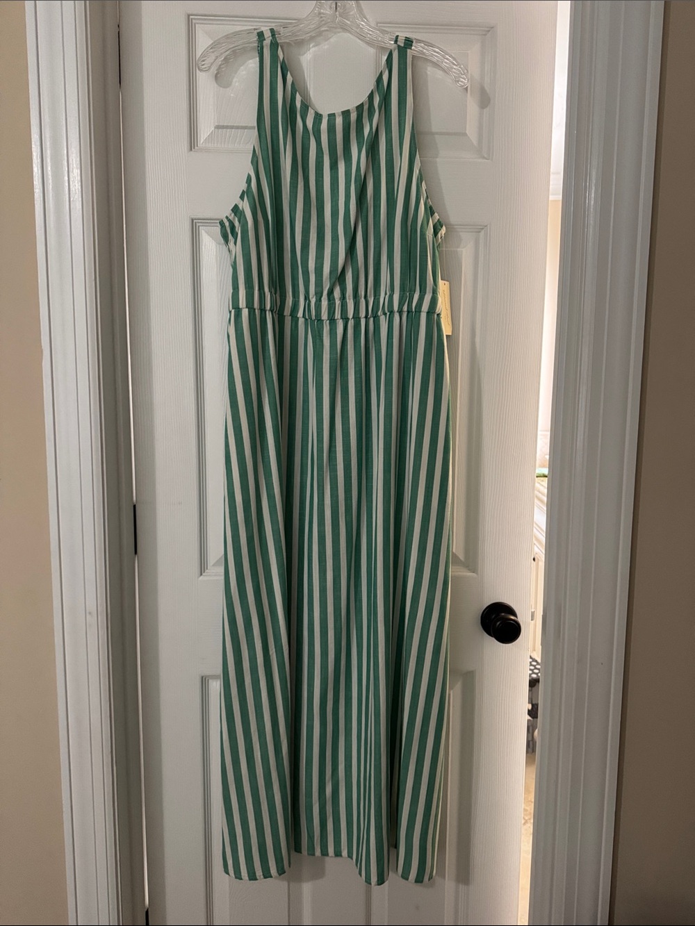 Universal Thread Green and White Vertical Stripe Sundress